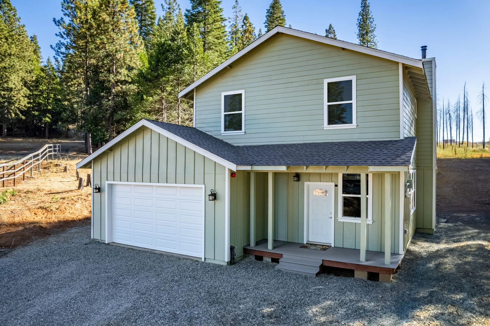 James Hardie siding on a home surrounded by trees